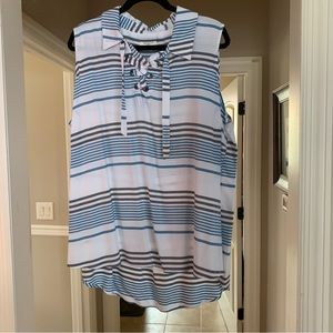 White and blue stripe Westbound sleeveless blouse